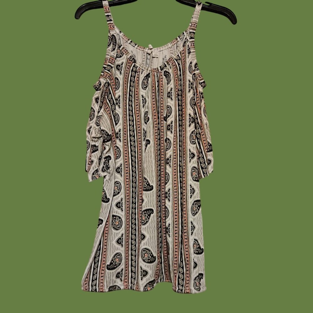 Short Sleeve Peek A Boo Shoulder Blouse with Side Tie Size 1X